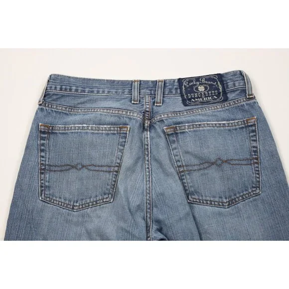 Vintage Y2K Lucky Brand Mens 32x32 Distressed Flared Wide Leg Denim Jeans Blue